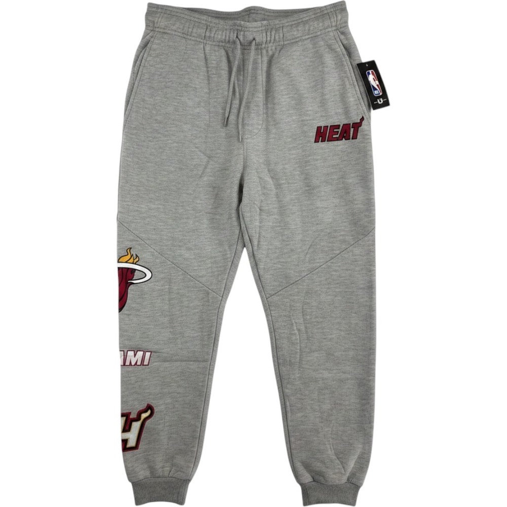 NBA Miami Heat Mens Fleece Jogger Pants Heather Grey Large NEW